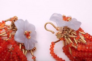A close up of the earrings on a table