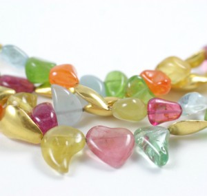 A close up of some beads on a table