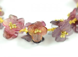 A close up of the flower bracelet