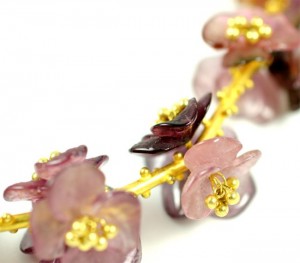 A close up of the flower bracelet