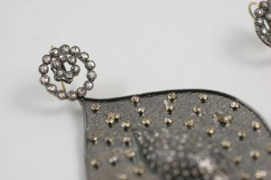 A close up of the back of a purse