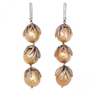 Golden South Sea Pearl Starfish Earrings