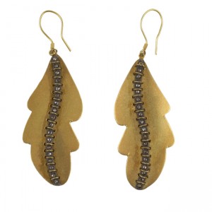 Gold and Diamond Leaf Earrings
