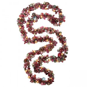 A long string of beads with various colors