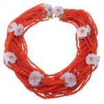 Carnelian and Chalcedony Flower Necklace