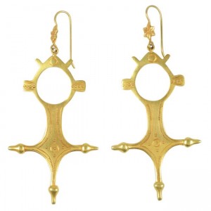 Gold Peakaboo Shield Earrings