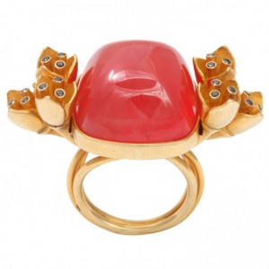 Rhodochrosite Flower Ring