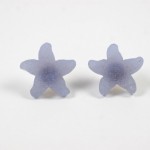 A pair of frosted glass flower earrings.