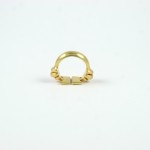 A gold ring with two small chains on it.