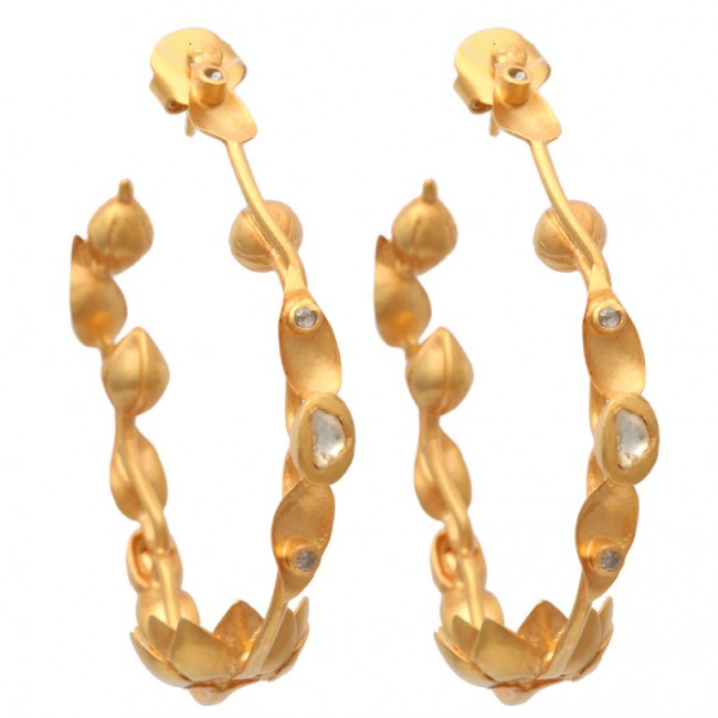 Gold Lotus Flower Earrings FULL